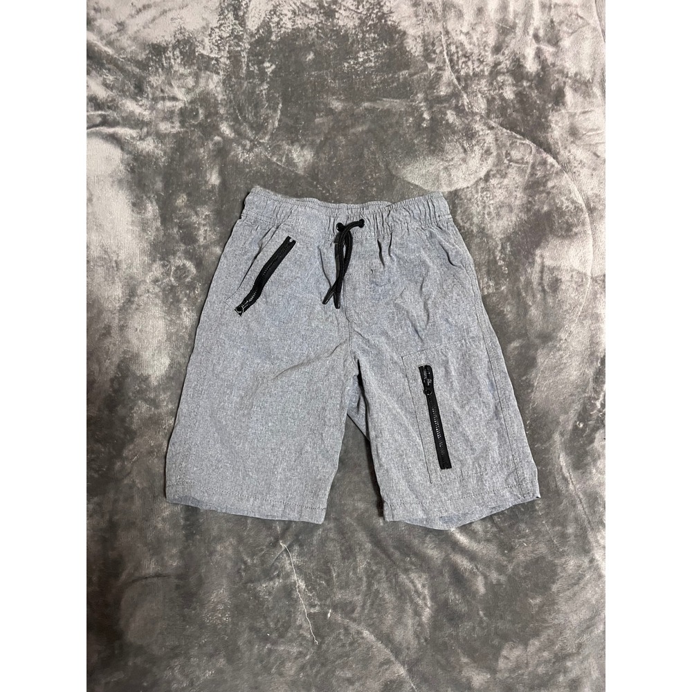 Cat & Jack Boys Gray Active Stretch Shorts Size Medium Elastic Waist Zip Pockets